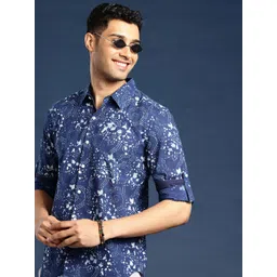 Taavi Men Comfort Indigo Hand Block Printed Pure Cotton Casual Shirt-picture-15