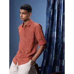 Taavi Men Comfort Striped Hand Block Printed Pure Cotton Casual Shirt-picture-14