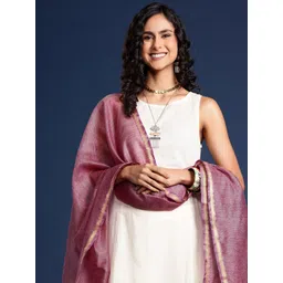 Taavi Solid Tasselled Dupatta with Zari-picture-12