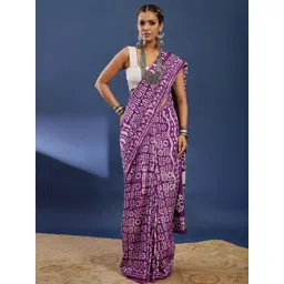 Taavi Women Ethnic Motif Bagru Hand Printed Pure Cotton Saree With Blouse Piece-picture-19