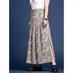 Taavi Women Ethnic Motifs Printed Pure Cotton Block Print Legacy Maxi Skirt-picture-12