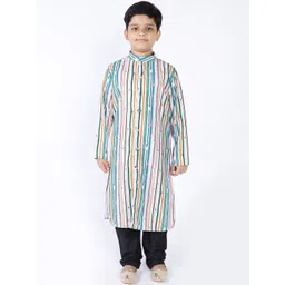 TABARD Boys Beige Striped Patchwork Pathani Kurta-picture-43