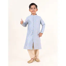 TABARD Boys Ethnic Motifs Printed Pure Cotton Straight Kurta with Churidar-picture-32