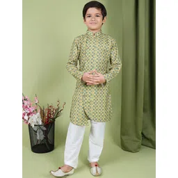 TABARD Boys Ethnic Motifs Printed Regular Pure Cotton Kurta with Churidar-picture-57