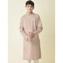 TABARD Boys Mandarin Collar Ethnic Motifs Printed Cotton Kurta-picture-20