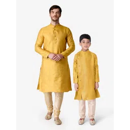 TABARD Boys Yellow Pure Silk Kurta with Churidar-picture-52