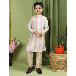 TABARD Kids Grey & Beige Printed Full Sleeves Kurta with Pyjamas-picture-37