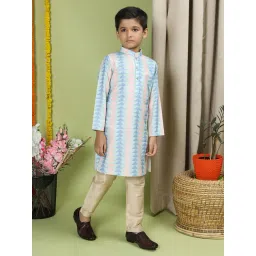 TABARD Kids Mint Green & Beige Printed Full Sleeves Kurta with Pyjamas-picture-33