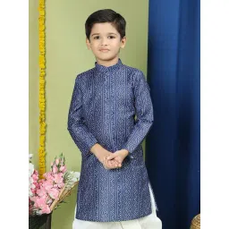 TABARD Kids Navy Printed Full Sleeves Kurta-picture-11