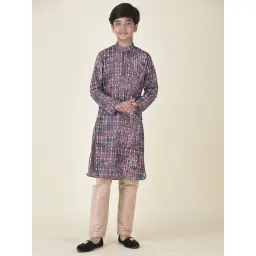 TABARD Kids Purple & Beige Printed Kurta + Pyjamas-image-27