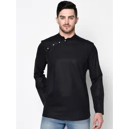 TABARD Men Black Solid Cotton Kurta-picture-24