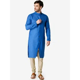 TABARD Men Blue Solid Pure Cotton Kurta with Churidar-picture-40