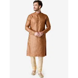 TABARD Men Brown Silk Blend Kurta-picture-13