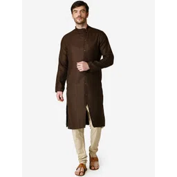 TABARD Men Brown Solid Cotton Kurta-picture-22