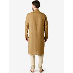 TABARD Men Brown Solid Cotton Kurta image 4