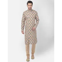 TABARD Men Green Ethnic Motifs Printed Pure Cotton Kurta with Churidar-picture-36