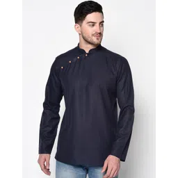 TABARD Men Navy Blue Solid Cotton Kurta-picture-33