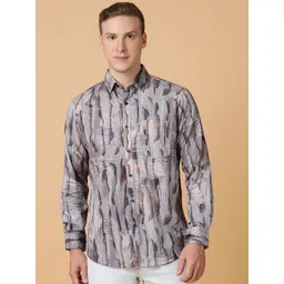 TABARD Men Spread Collar Abstract Printed Cotton Casual Shirt-picture-26