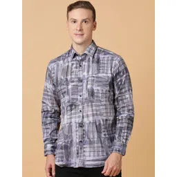 TABARD Men Spread Collar Abstract Printed Cotton Casual Shirt-picture-30