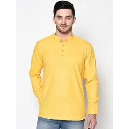 TABARD Men Yellow Solid Cotton Kurta-picture-21