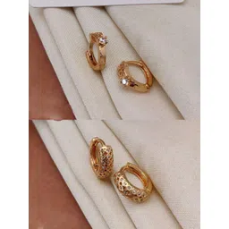 TACORRY Gold-Plated Copper Cubic Zirconia Hoop Earrings-picture-13