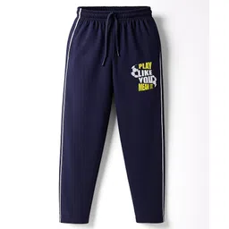 Taeko Single Jersey Knit Full Length Lounge Pant With Football Print - Navy Blue-image-33