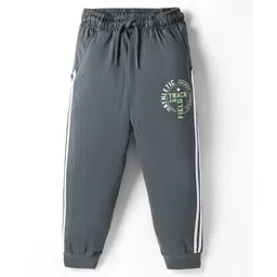 Taeko Single Jersey Knit Full Length Lounge Pant With Text Print - Charcoal Grey-image-13