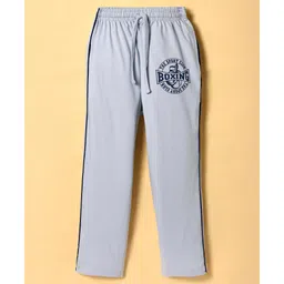 Taeko Single Jersey Knit Full Length Lounge Pant With Text Print - Grey-image-32