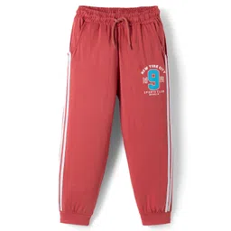 Taeko Single Jersey Knit Full Length Lounge Pant With Text Print - Red-image-31