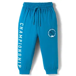 Taeko Single Jersey Knit Full Length Lounge Pant With Text Print - Teal Blue-image-22