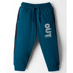 Taeko Single Jersey Knit Full Length Lounge Pant With Text Print - Teal Blue-image-18