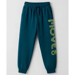 Taeko Single Jersey Knit Full Length Lounge Pant With Text Print - Teal Blue-image-23