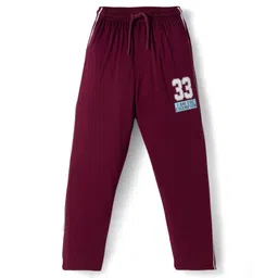 Taeko Single Jersey Knit Full Length Track Pant With Text Print - Maroon-image-27