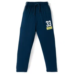 Taeko Single Jersey Knit Full Length Track Pant With Text Print - Navy Blue-image-29