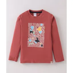 Taeko Single Jersey Knit Full Sleeves T-Shirt with Football Print - Rust Orange-picture-20