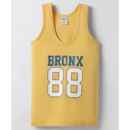 Taeko Single Jersey Knit Sleeveless Text Printed Vests - Yellow-image-39