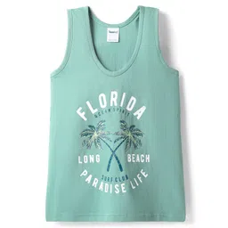 Taeko Single Jersey Knit Sleeveless Vest with Beach Theme Print - Sea Green-image-8