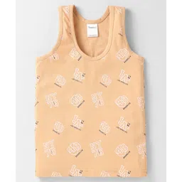 Taeko Single Jersey Knit Sleeveless Vest With Text Print - Tan-image-42