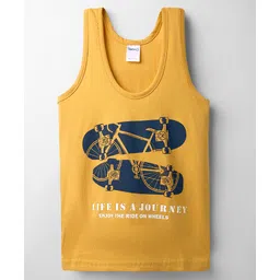 Taeko Single Jersey Knit Sleeveless Vest with Typography Print - Yellow-image-47