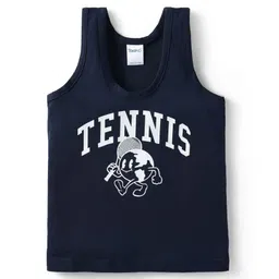 Taeko Single Jersey Knit Sleeveless Vests with Tennis Print - Navy Blue-image-9