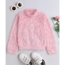 Taffykids Fur Full Sleeves Party Sweatshirt - Peach-picture-16