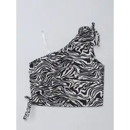 taffykids Girls Animal Printed One Shoulder Crop Top image 2
