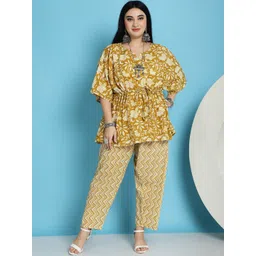 TAG 7 PLUS Printed Pure Cotton Kaftan with Trousers Ethnic Co-Ords-picture-36