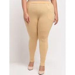 TAG 7 PLUS Women Beige Cotton Ankle Length Leggings-picture-12