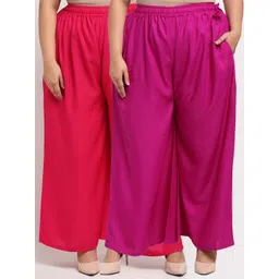TAG 7 PLUS Women Pack Of 2 Pink & Red Flared Ethnic Palazzos-picture-38