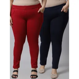TAG 7 PLUS Women Pack Of 2 Solid Ankle-Length Leggings-picture-39