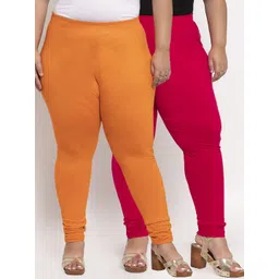 TAG 7 PLUS Women Pack Of 2 Solid Plus Size Ankle-Length Leggings-picture-23