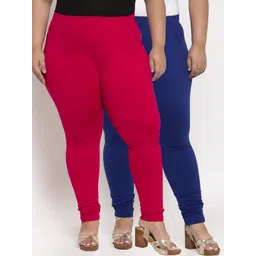 TAG 7 PLUS Women Pack Of 2 Solid Plus Size Ankle-Length Leggings-picture-34
