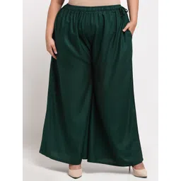 TAG 7 PLUS Women Plus Size Green Flared Ethnic Palazzos-picture-26