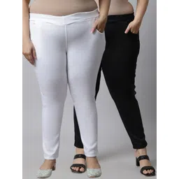TAG 7 PLUS Women Plus Size Pack Of 2 Solid Ankle Length Woolen Leggings-picture-38